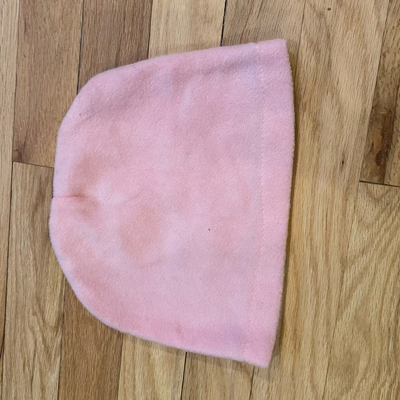 Girls Pink Fleece Hat with Silver Flower Design - Picture 2 of 2